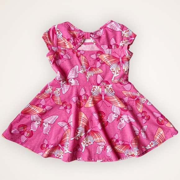 Toddler Girls 18-24M Summer Short-Sleeve Butterfly Print Jersey Swing Dresses - Picture 4 of 5